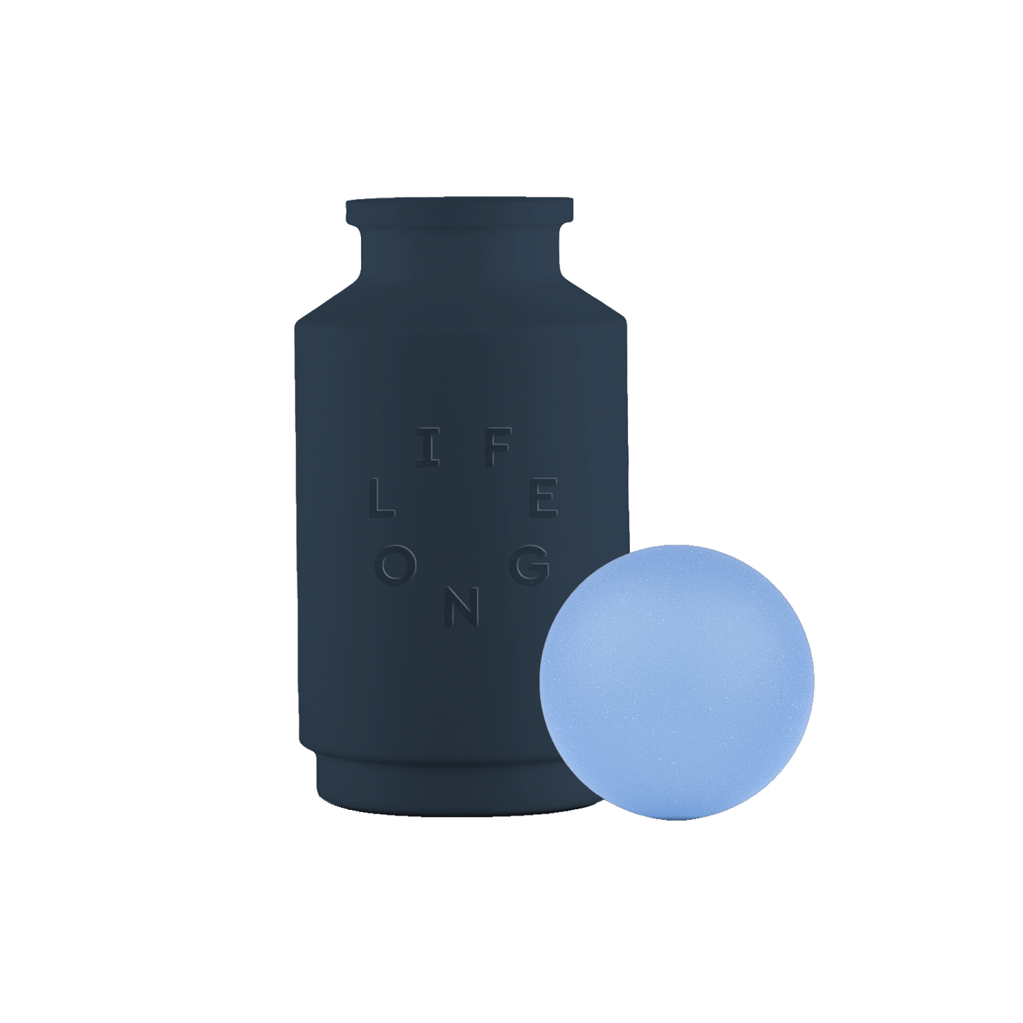 Blue inner silicon sleeve, and a blue crystal ball. Both made to fit a refillable deodorant from Lifelongdeo