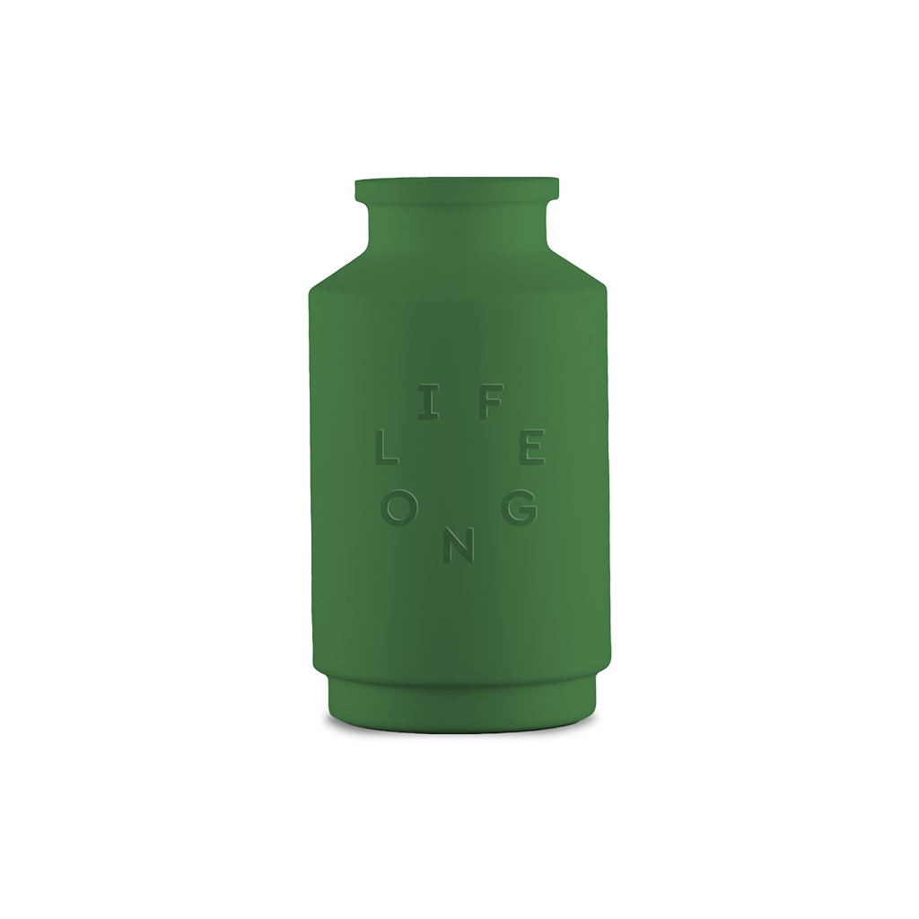 Green silicone sleeve for the Lifelong refillable deodorant, debossed Lifelong logo